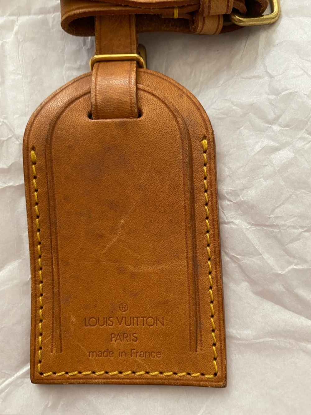 Louis Vuitton Tan Leather Luggage Tag with Gold-Tone Buckle and Poingnt set #4 - Picture 2 of 5